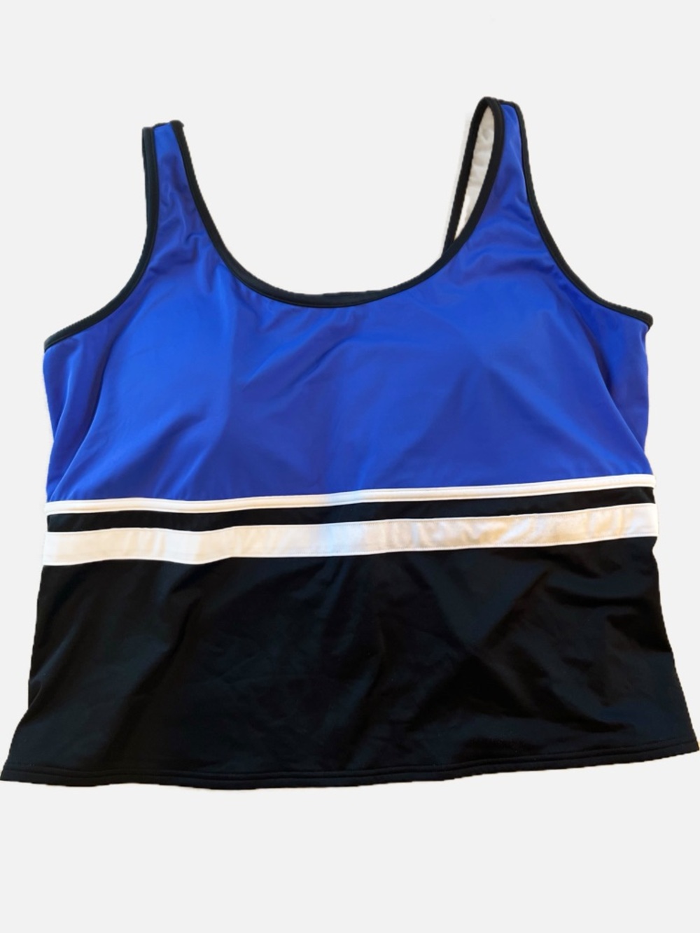 L.L. Bean Blue Women’s Swimsuit Bathing Suit Tankini Top Black Blue White 24W